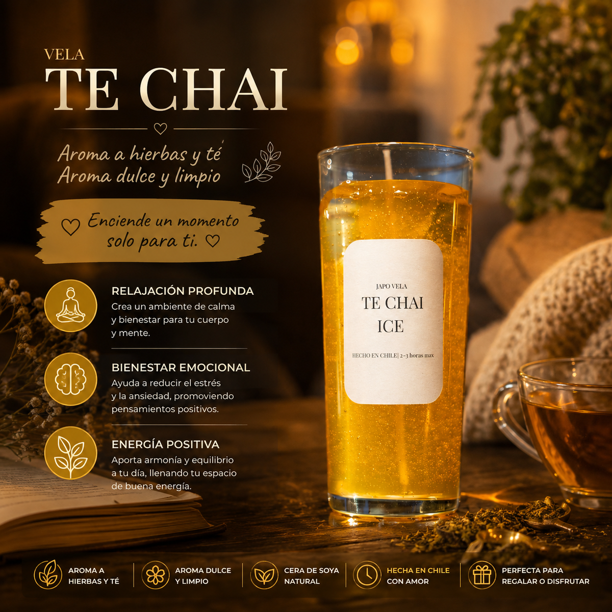 Vela Bebida Té chai